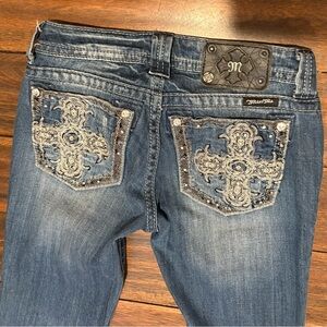 Miss Me Women's Blue Jeans with Silver Embellishments size 26
